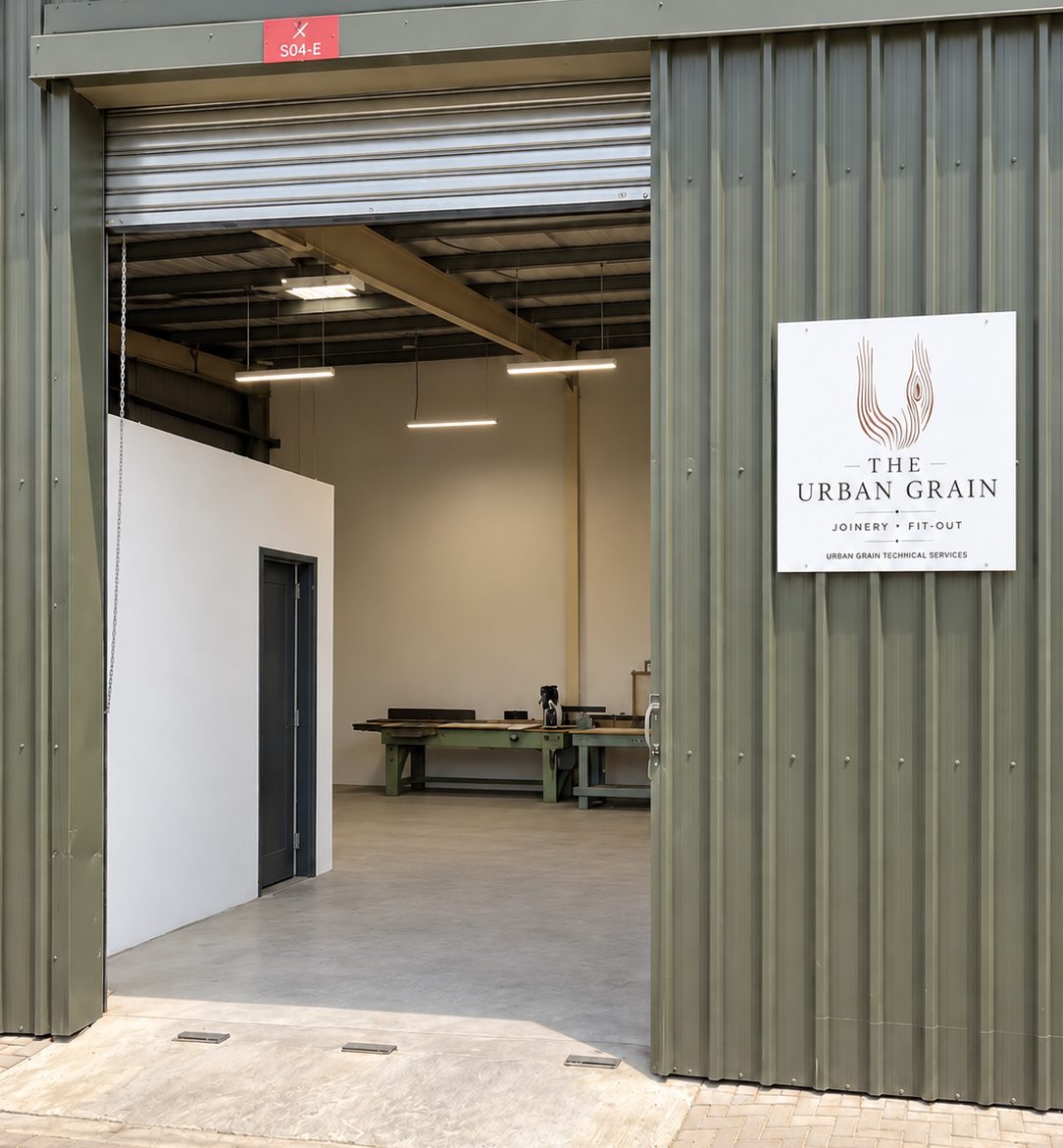 The Urban Grain workshop entrance in Jebel Ali